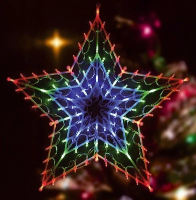 100 Led Christmas Xmas Multi Coloured Star Silhouette Window Decoration Lights