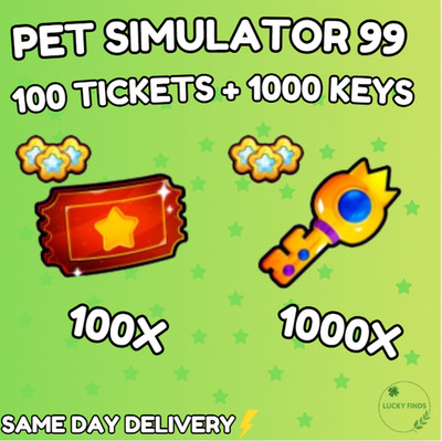    100 Raffle Tickets + 1000 MVP Keys  (PS99)  PET SIMULATOR 99 - CHEAPEST! 