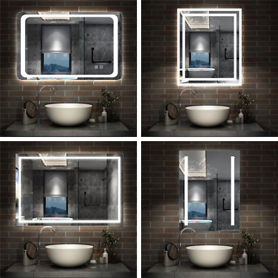 LED Bathroom Mirror Lights Touch Switch Sensor Demister Pad Mirrors by ...