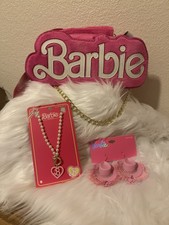 Barbie Movie Logo Fuzzy Mini Crossbody Bag Nwt & Barbie Cowboy Hat Earrings