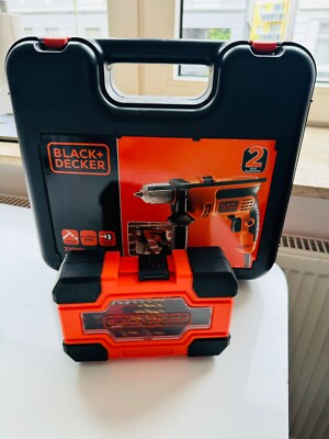 Black+Decker 710W Netzbohrer mit Tragekoffer und Bohrerset   Wie neu