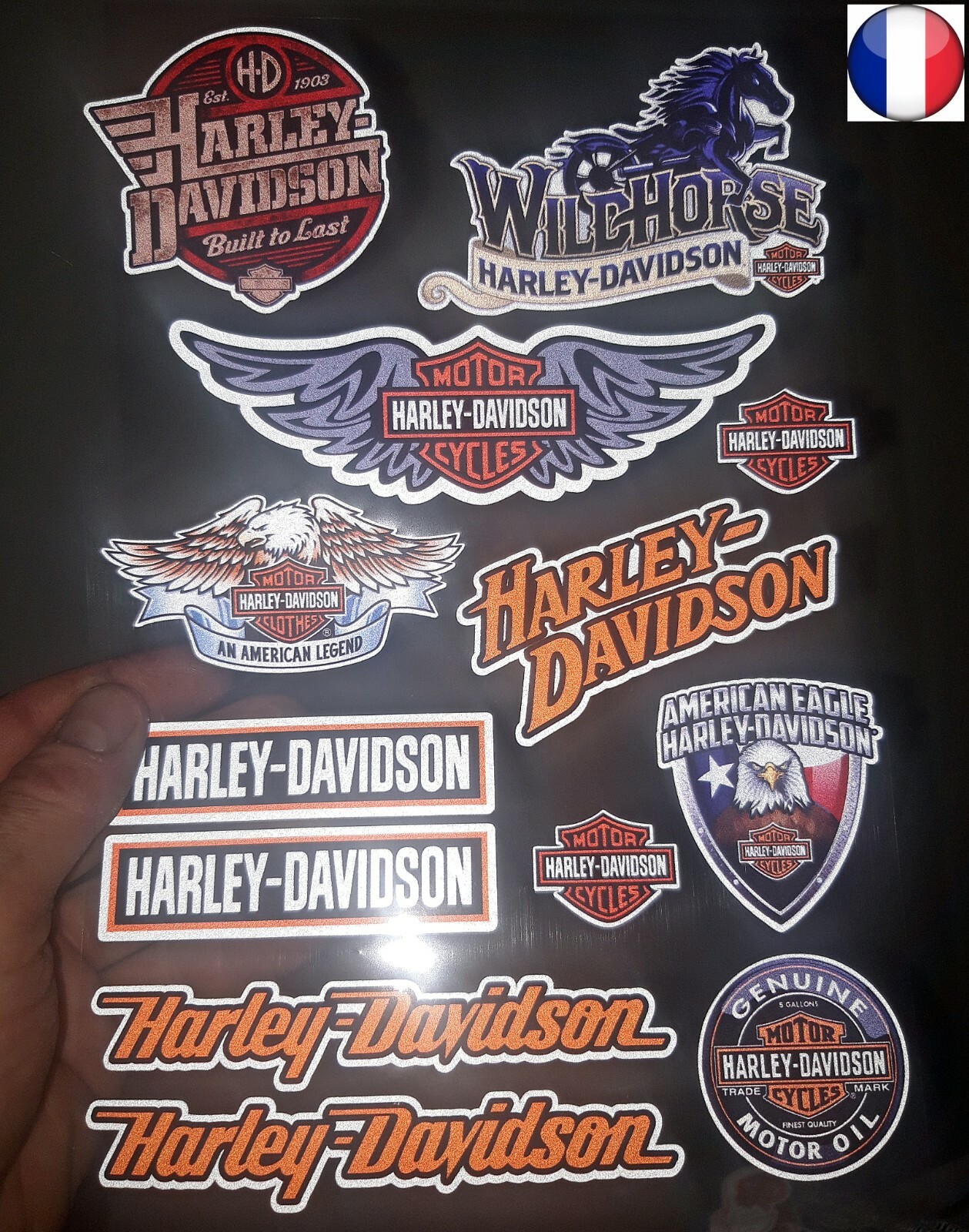 2 Autocollants Harley-Davidson - Vinyle Tuning Moto 57x180mm - Plusieurs Couleurs