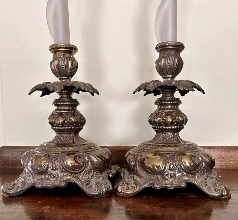 "Juego De Colección De 2 Candelabros Candelabros Cambridge 7.5"" Metal Latón Ornamentado" Foto 2 de 4