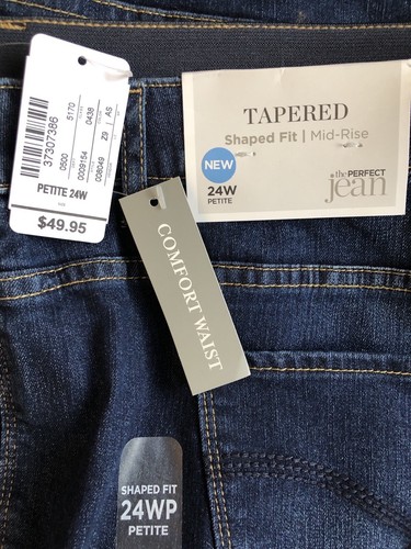 CJ Banks 24WP NWT TAPERED Shaped fit Mid Rise Blue Jeans Denim 9154 Color 0438 - Picture 3 of 4