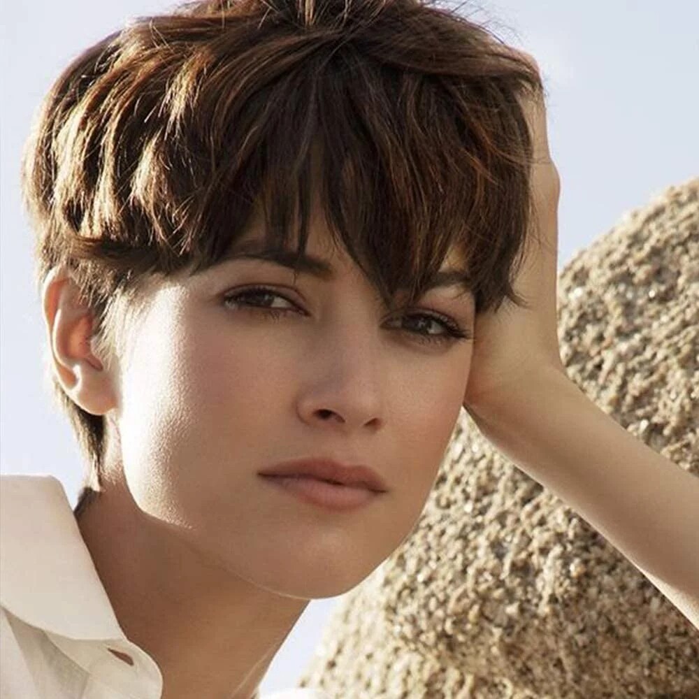 Short pixie cut wig. Chestnut. Brand new. Amazon.com : QUEENTAS Short Brown Pixie Wigs with Bangs  main image 3