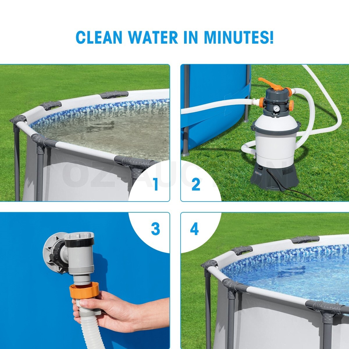 Bestway Flowclear Sand Filter Pump 800 Gal 3028L Above Ground Pool Sand