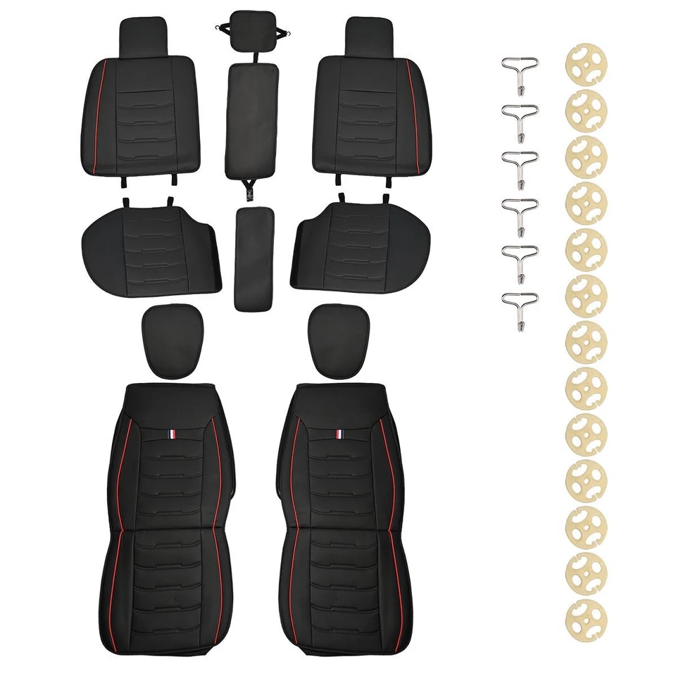 For Dodge Charger Challenger Leather Full Set Car Seat Covers Front Rear Cushion Foto 4 de 4