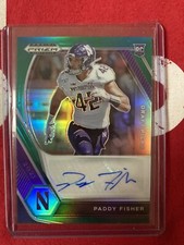 Paddy Fisher Northwestern Wildcats 2021 Panini Prizm Draft Picks Green AUTO RC
