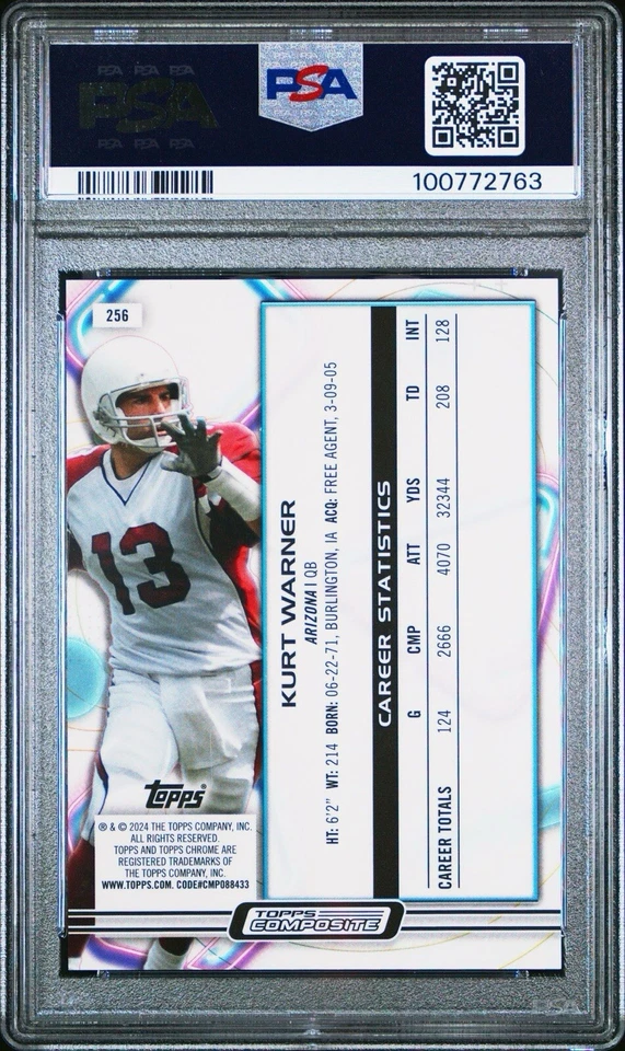 2023 Topps Composite Red Flame /5 Kurt Warner #256 PSA 10 GEM MT - Image 2 of 2