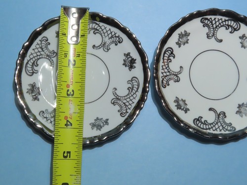 Lotto di due piattini vintage Mitterteich Baviera Germania rose argento 4,5" - Foto 6 di 6