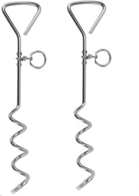 2x16 Zoll Haustier Hund Zurrpfahl Boden Garten Schraube Erdspieß Stange Pfosten Kabel Draht Leine