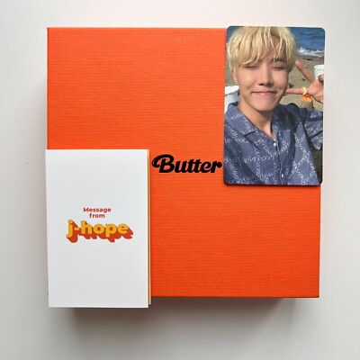 BTS Butter Album Peaches ver. opened, J-Hope Hoseok photocard & J