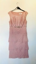 Beautiful Eliza J Peach Off white Jewel Trim Occasion dress uk 8 size