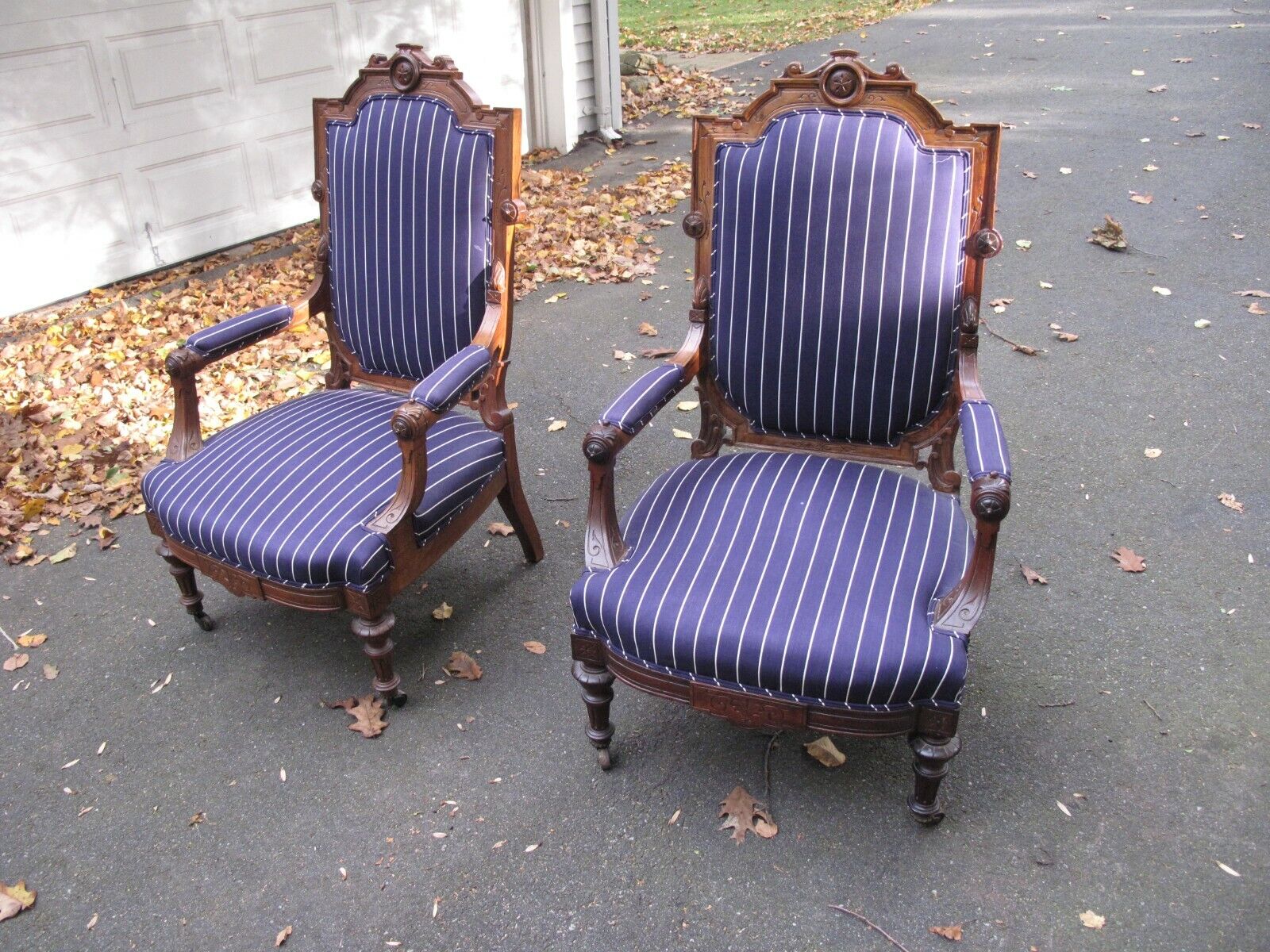 Victorian Eastlake carved  armchairs, 19th century victorian   PAIR