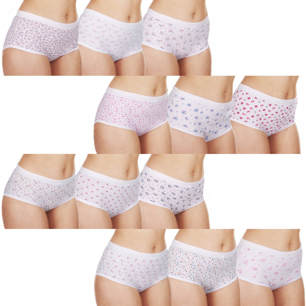 Damas 6 pares de calzoncillos completos florales bragas ropa interior algodón talla grande 36-54