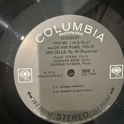 THE STERN / ROSE / ISTOMIN TRIO SCHUBERT TRIO NO 1 B-FLAT VINYL LP
