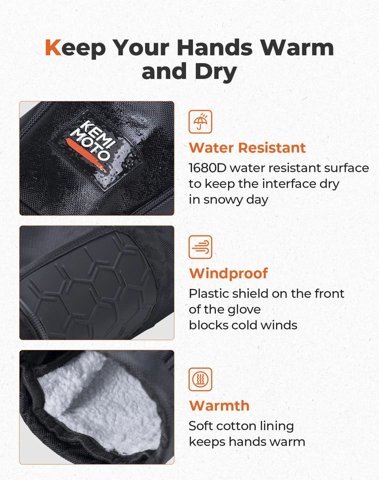 Par de guanteletes manillar moto de nieve guantes manguitos para motocicleta Skidoo Polaris Foto 2 de 4