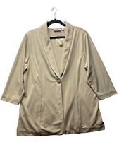 New Susan Graver Knit One Gold Button Blazer Jacket Pockets Beige Stretchy Sz XL