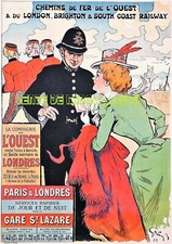 Chemin de Fer de l'Ouest Paris à Londres  1899- affiche plastifiée