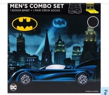 Men's DC Batman Underwear Crew Socks 2 Piece Gift Set, Size L