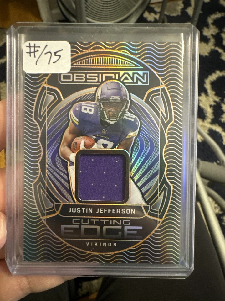 2022 Panini Obsidian Justin Jefferson Cutting Edge Patch /75 Minnesota Vikings - Image 3 of 4