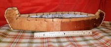 VTG Columbia Mexico Peru  Hand Crafted Wooden Canoe Boat 22" x 6.50" Birch Bark