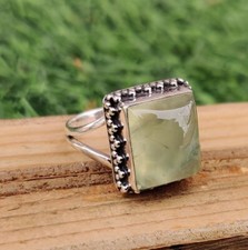 Prehnite Ring 925 Sterling Silver Green Gemstone Jewelry All Size MO487