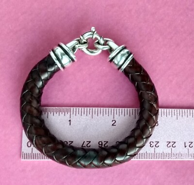 BARRY KIESELSTEIN CORD STERLING SILVER WOVEN BROWN LEATHER