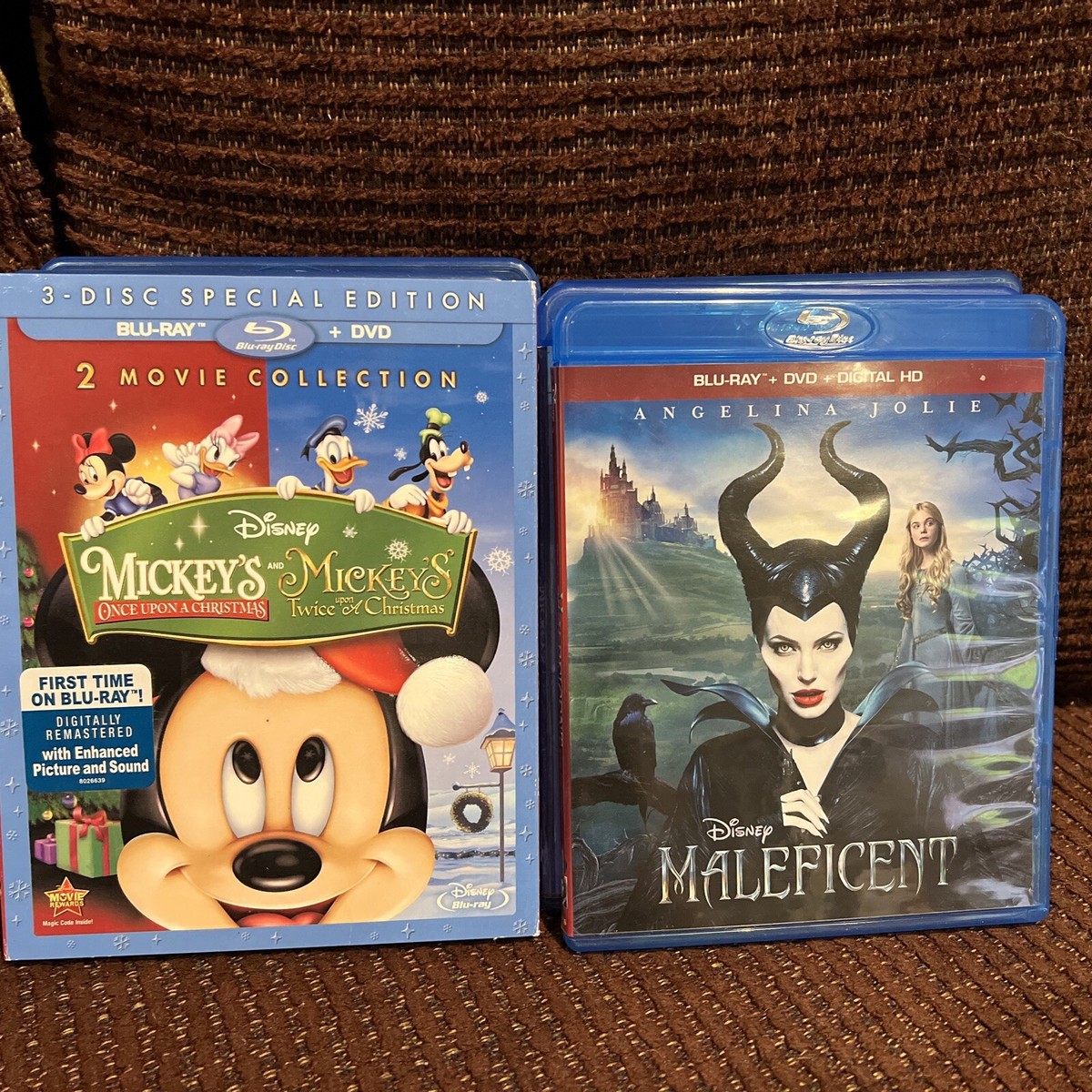 Lot of 10 Disney Blu-ray DVD Discs (Tangled,Aladin,Maleficent,Fox