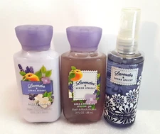 BBW Lavender & Spring Apricot Fragrance Mist Shower Gel & Lotion Travel SET 3oz