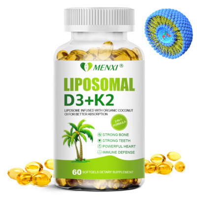 Liposomal Vitamin D3 5000 IU K2 MK7 100 mcg, Vit D and K Supplement 60 softgels
