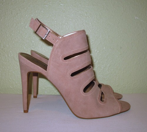 WOMENS BEIGE NUDE SUEDE BCBG LASER-CUT STILETTOS HEELS US 9.5 M EUR 39.5 40 40.5 - Picture 2 of 12