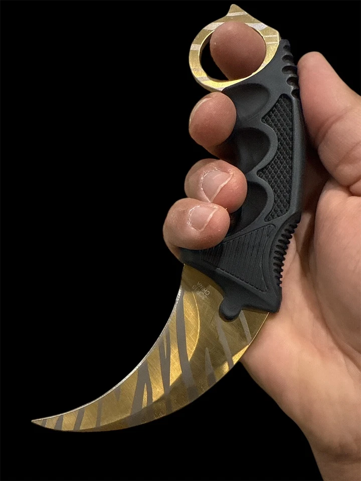 7.5" Full Tang Karambit with Hard Sheath & Necklace (Tiger Stripes Camo) TC - Image 2 of 4