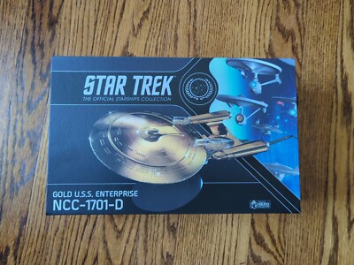Eaglemoss Star Trek XL GOLD USS Enterprise NCC-1701-D Ship Display TNG New