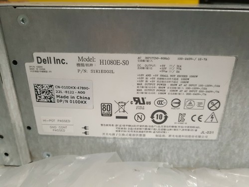 - Dell H1080E-S0 10DKX 1080W Power Supply FOR EQUALLOGIC PS6100 Tested - Picture 2 of 4