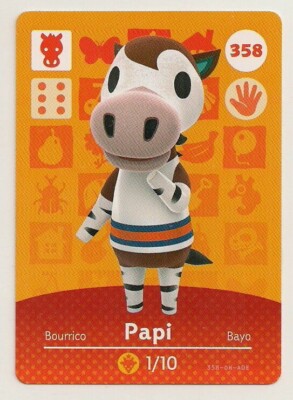 Animal Crossing amiibo Card: Papi 358 Series 4 Horse New Leaf