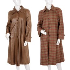 Gucci Vintage Ladies Reversible Leather Tweed Coat Medium