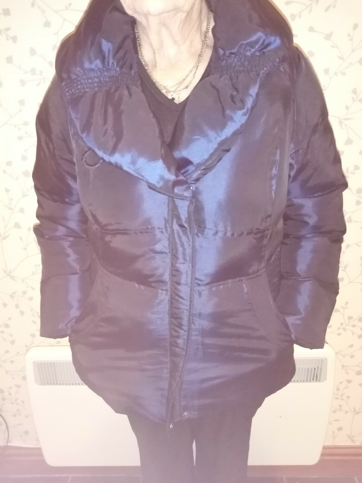 Veste Posh Puffa Bleu Foncé Marks & Spencer - Taille 18 - Chaude Et Stylée - Très Bon état