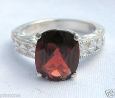 2.66 Carat Red Garnet 10x8mm Cushion Cut Size 7 Sterling Silver .925 Sizeable