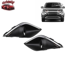 Fit For Mitsubishi Outlander 16-19 Pair Front Fog Lamp Light Cover Bezel Trim
