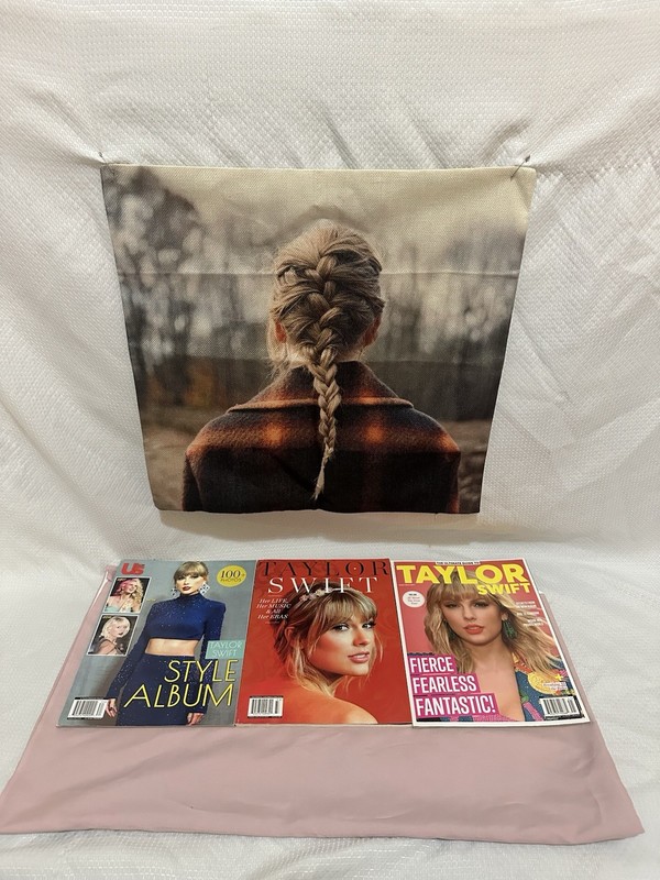 Swiftie Dorm Room Décor Bundle Evermore Pillowcase, Lyric Tapestry. Magazines