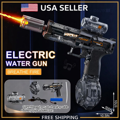 Rechargeable Water Gun Electric Water Gun for Kids Adults Long Range LED light