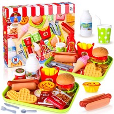 30 Pcs Pretend Play Food Toys Set for Kids McDonalds Burgers Sandwich Playset