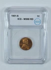 1951-S Lincoln Wheat Cent MS66 RD ICG