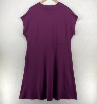 J.JILL Dress PL Petite Wearever Double Face Jersey Cap Sleeve Claret Purple  | eBay