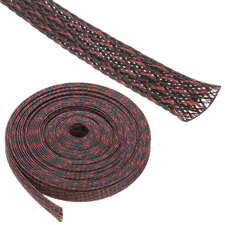 PET Expandable Braided Sleeving 1 inchx25ft Braided Cable Sleeves Black, Red