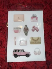 3D stickers for phone cases, trendy epoxy sticker set, Set of 10 Pink💕