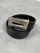 Ceinture cuir noir vintage Y2K réversible France 95cm