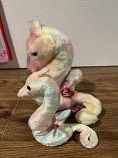 Ty Beanie and Buddy NEON The SEAHORSE Set of 2 Plush Stuffed Animals NWTs