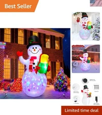 5 Ft Inflatable Snowman Christmas Outdoor Decoration Blow Up Snowman with Upg...